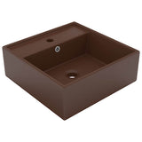 vidaXL Wastafel avec overloop vierkant 41x41 cm céramique mat