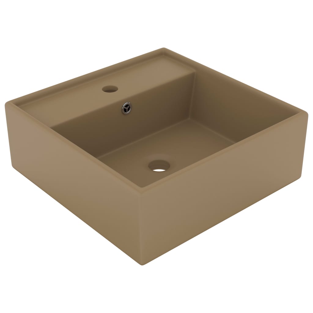 vidaXL Wastafel avec overloop vierkant 41x41 cm céramique mat