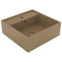 vidaXL Wastafel met overloop vierkant 41x41 cm keramiek matwit