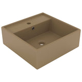 vidaXL Wastafel avec overloop vierkant 41x41 cm céramique mat