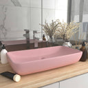 vidaXL Wastafel rechthoekig 71x38 cm keramiek matwit
