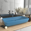 vidaXL Wastafel rechthoekig 71x38 cm keramiek matwit