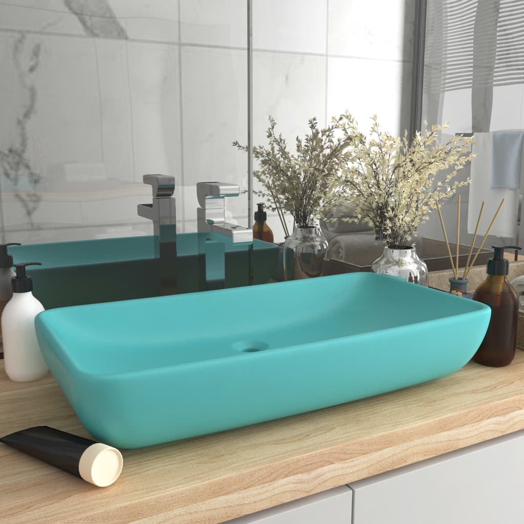 vidaXL Rectangular Wash Basin 71x38 cm Ceramic Matt White
