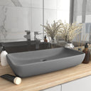 vidaXL Wastafel rechthoekig 71x38 cm keramiek matwit