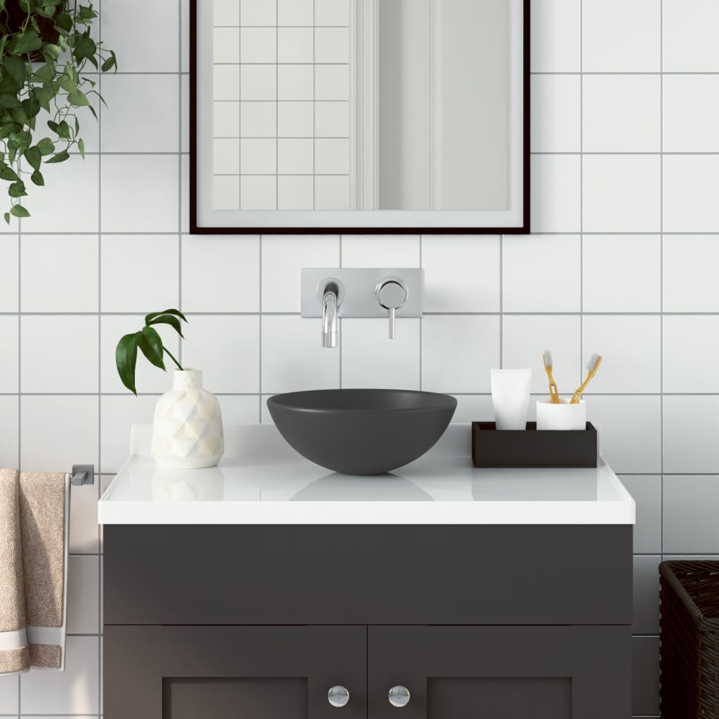 vidaXL Wastafel 28x10 cm keramiek zilverkleurig