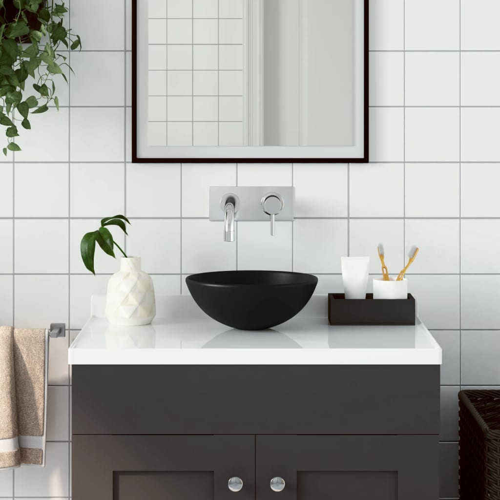 vidaXL Wastafel 28x10 cm keramiek zilverkleurig