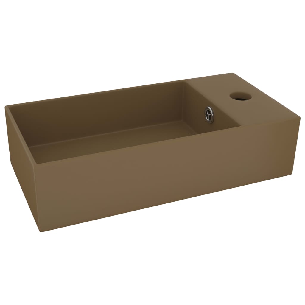 vidaXL Wastafel met overloop 49x25x15 cm keramiek zilverkleurig
