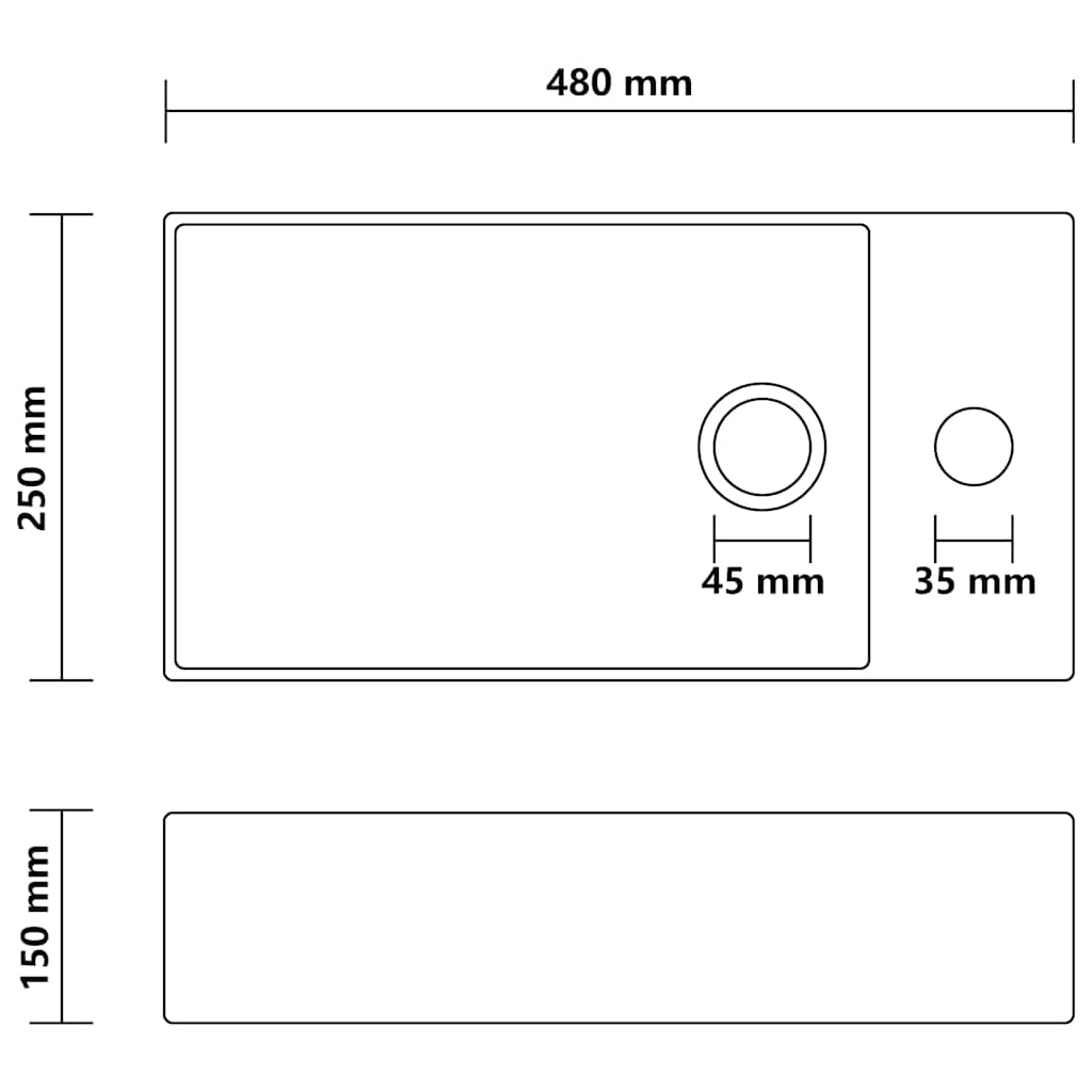 vidaXL Wastafel met overloop 49x25x15 cm keramiek zilverkleurig