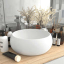 vidaXL Wastafel rond 40x15 cm keramiek matwit