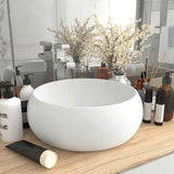 vidaXL Bathroom sink round 40x15 cm ceramic matt white