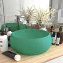 vidaXL Wastafel rond 40x15 cm keramiek matwit