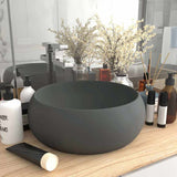 vidaXL Bathroom sink round 40x15 cm ceramic matt white