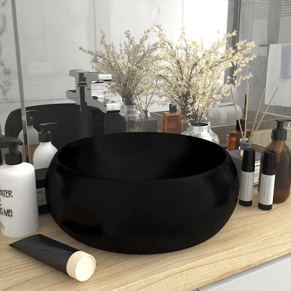 vidaXL Bathroom sink round 40x15 cm ceramic matt white