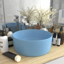 vidaXL Wastafel rond 40x15 cm keramiek matwit