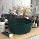 vidaXL Wastafel rond 40x15 cm keramiek matwit