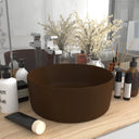 vidaXL Wastafel rond 40x15 cm keramiek matwit
