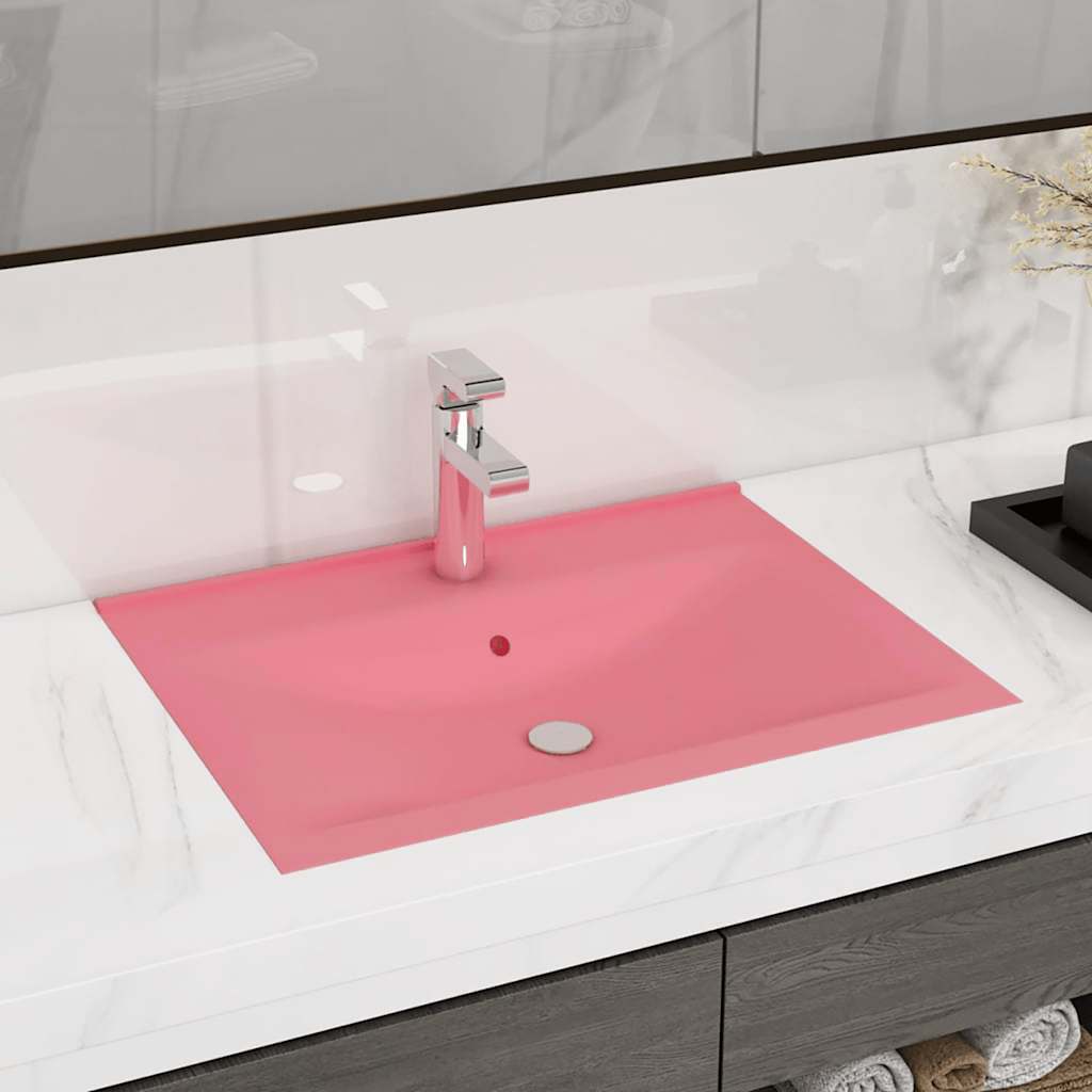 vidaXL Wash Basin with Faucet Hole 60x46 cm Ceramic Matt White