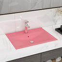 vidaXL Wastafel met kraangat 60x46 cm keramiek matwit