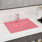 vidaXL Wash Basin with Faucet Hole 60x46 cm Ceramic Matt White