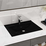 vidaXL Wash Basin with Faucet Hole 60x46 cm Ceramic Matt White