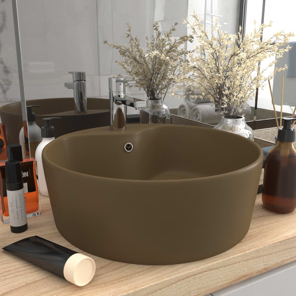 vidaXL Sink with overflow 36x13 cm ceramic matt white