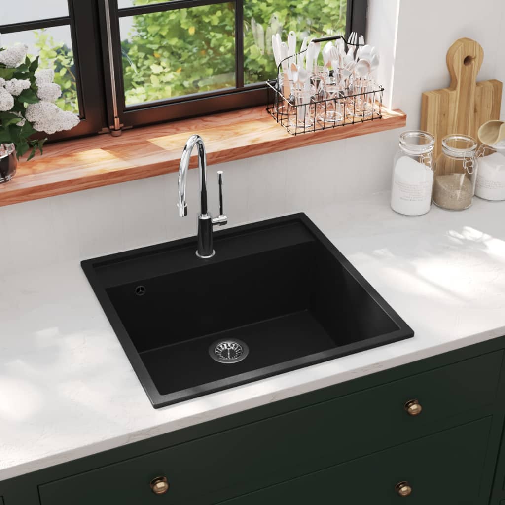vidaXL Kitchen Sink Black 79 x 50 x 31 cm Quartz and Resin