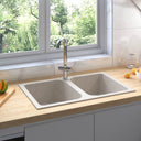 vidaXL Keukenwasbak Zwart 76 x 48 x 30 cm Kwarts en hars