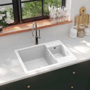 vidaXL Gootsteen double cuisson avec overloopgat graniet noir