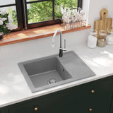 vidaXL Sink with Overflow Hole Oval Granite Black