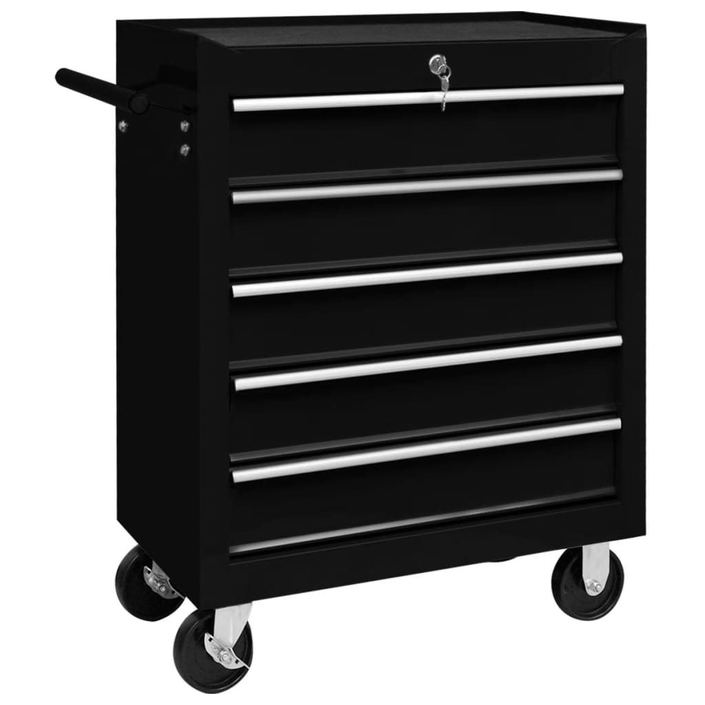 vidaXL Tool Trolley 5 Drawers Red