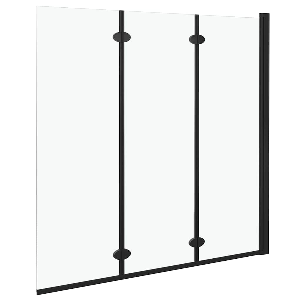 vidaXL Douchewand inklapbaar 3 panelen 130x138 cm ESG zwart