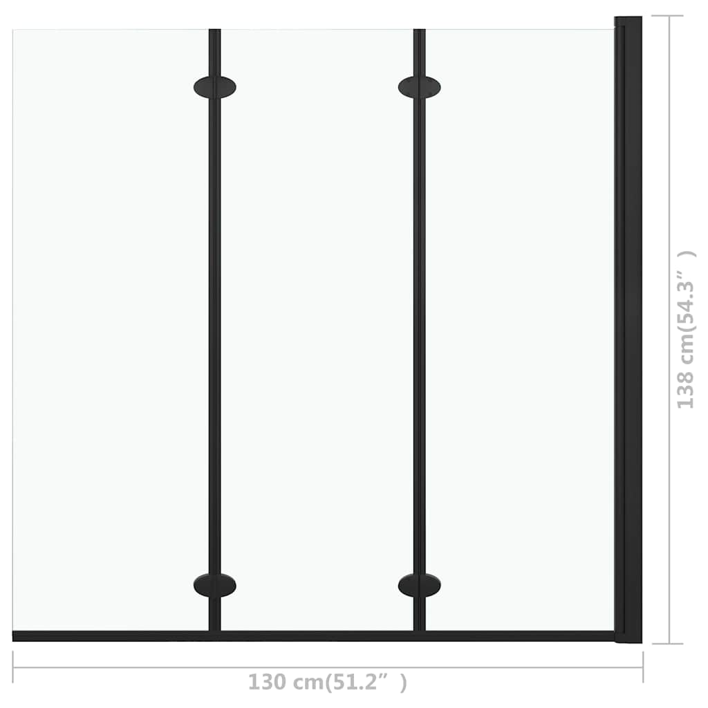 vidaXL Douchewand inklapbaar 3 panelen 130x138 cm ESG zwart