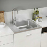 vidaXL Kitchen Sink with Drainer Set 600x500x155 mm Stainless Steel Silver