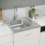 vidaXL Kitchen Sink with Drainer Set 600x500x155 mm Stainless Steel Silver