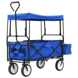 vidaXL Collapsible Hand Cart with Canopy Steel Red