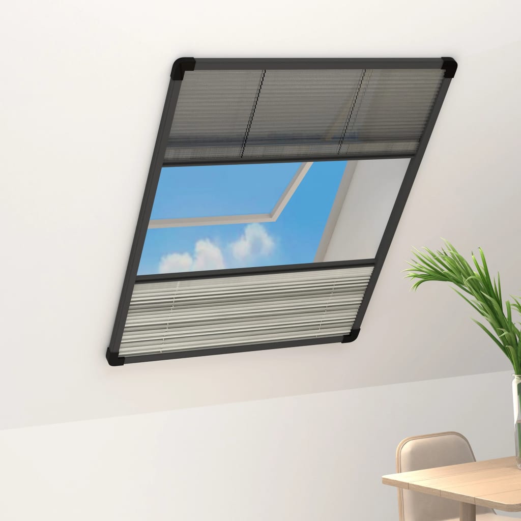 vidaXL Pleated Blind Fly Screen with Blackout 60x80 cm Aluminium