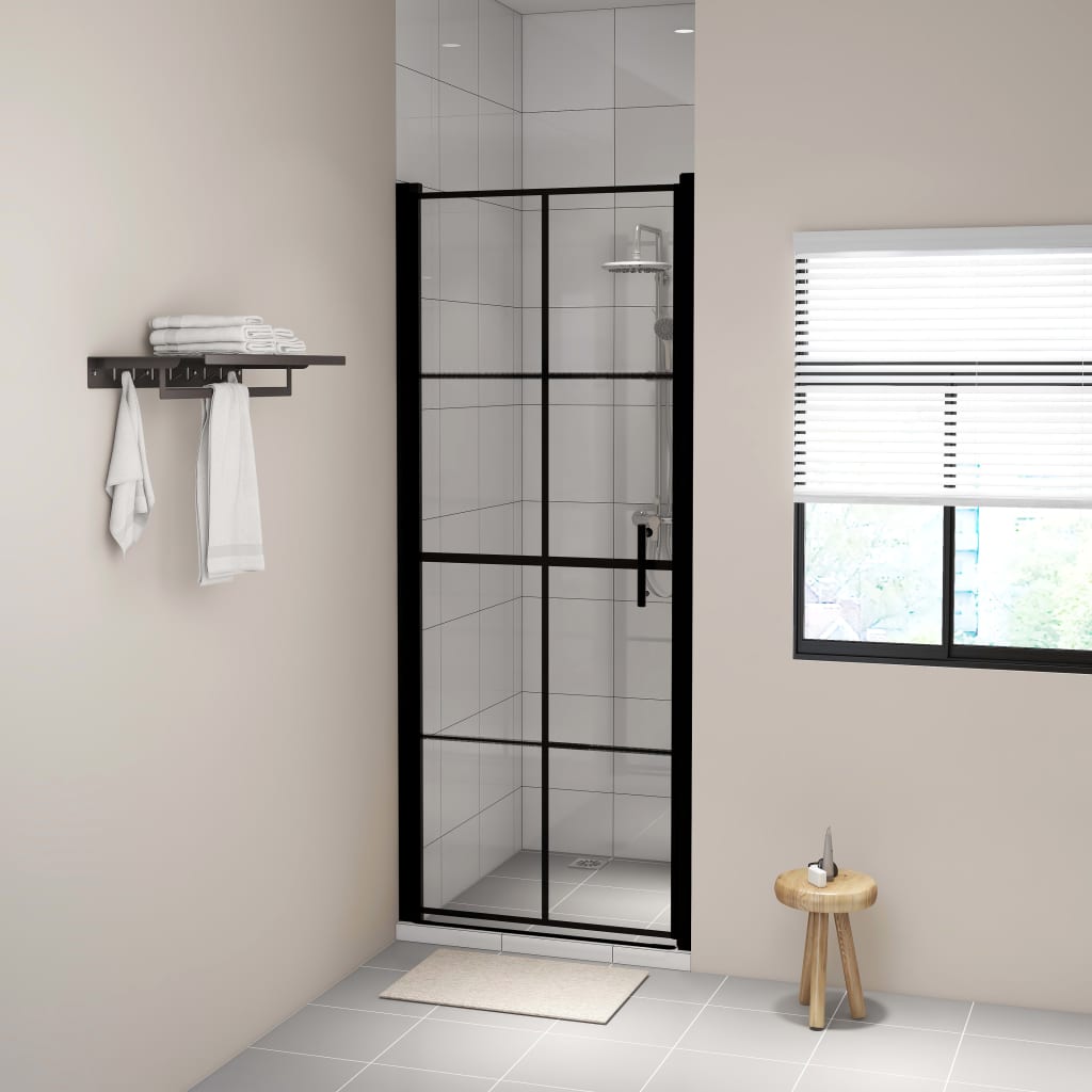 vidaXL Shower Doors 81x195 cm Tempered Glass Black