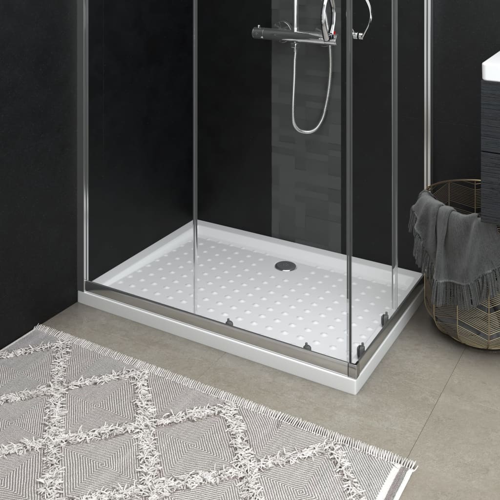 vidaXL Shower Tray with Studs 90x70x4 cm ABS White