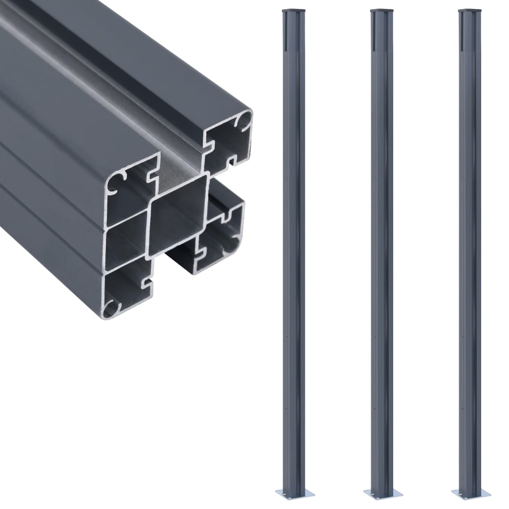 vidaXL Fence Posts 2 pcs 185 cm aluminium dark grey