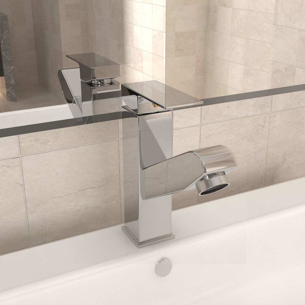 vidaXL Basin Mixer Tap with Pull-Out Function 157x172 mm Black