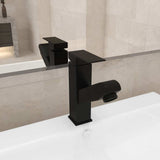 vidaXL Basin Mixer Tap with Pull-Out Function 157x172 mm Black