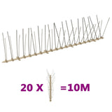 vidaXL Bird and Pigeon Spikes with 2 Rows 20 pcs 10 m Plastic