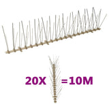 vidaXL Bird and Pigeon Spikes with 2 Rows 20 pcs 10 m Plastic