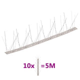 vidaXL Bird and Pigeon Spikes with 2 Rows 20 pcs 10 m Stainless Steel
