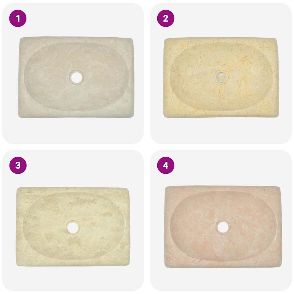 vidaXL Sink 50x35x10 cm marble cream