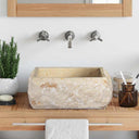 vidaXL Gootsteen 30x30x13 cm marmer crèmekleurig