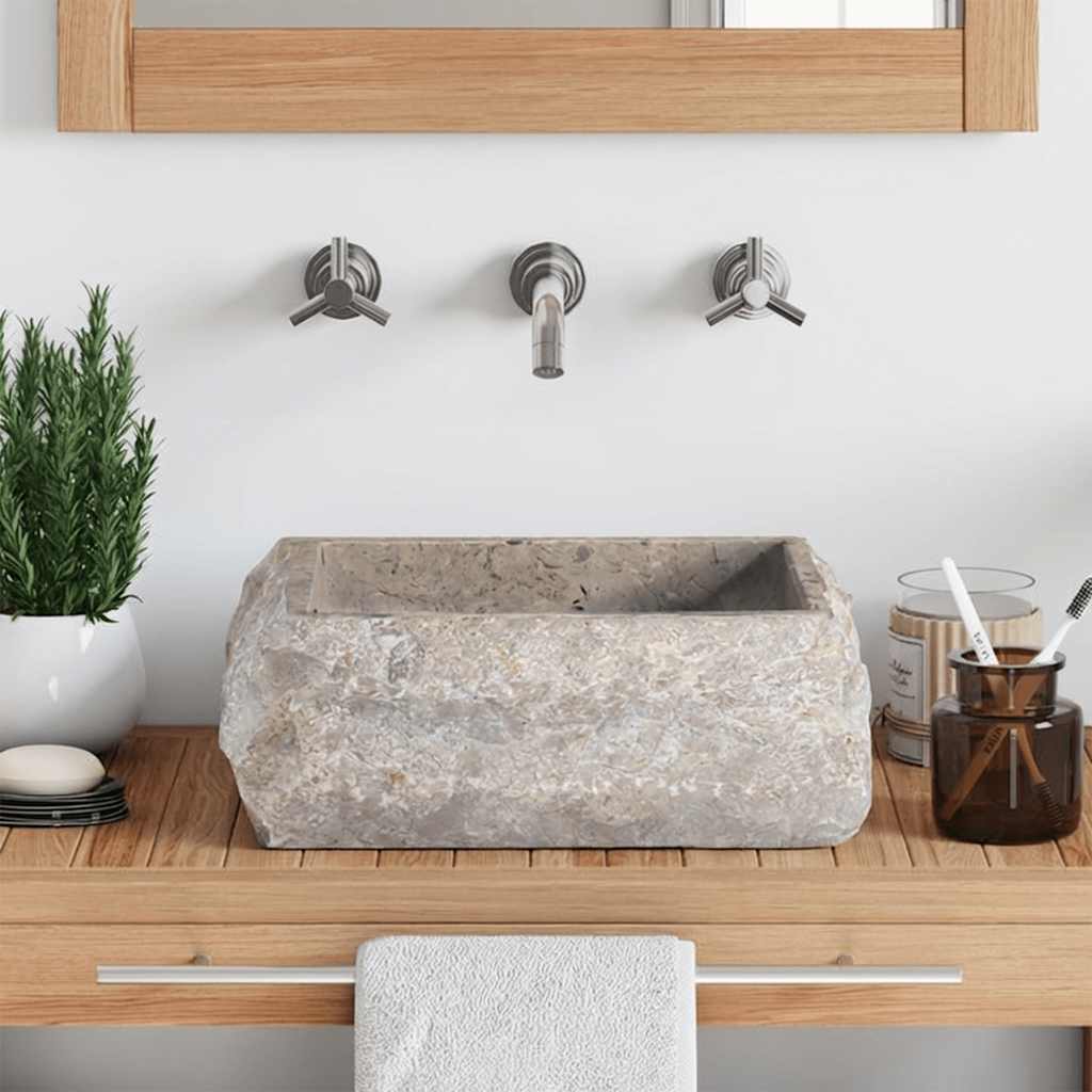 vidaXL Sink 30x30x13 cm Marble Cream