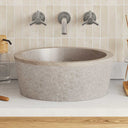 vidaXL Gootsteen Ø40x15 cm marmer crèmekleurig