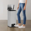 vidaXL Pedal Bin with Anti-fingerprint 30 L Stainless Steel Silver