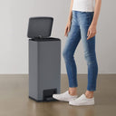 vidaXL Pedal Bin with Anti-fingerprint 30 L Stainless Steel Silver